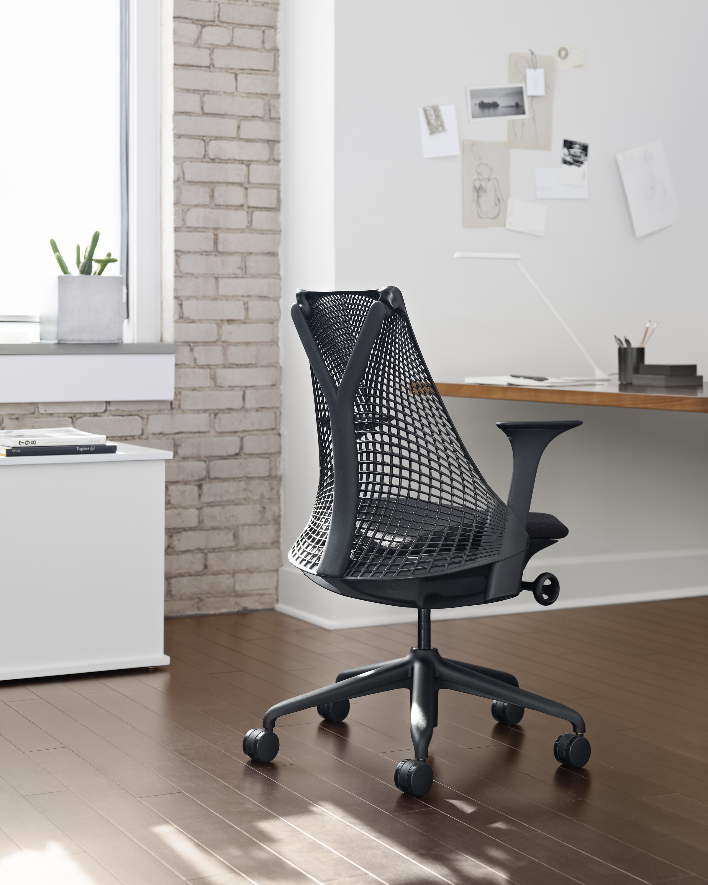black sayl chair in home office